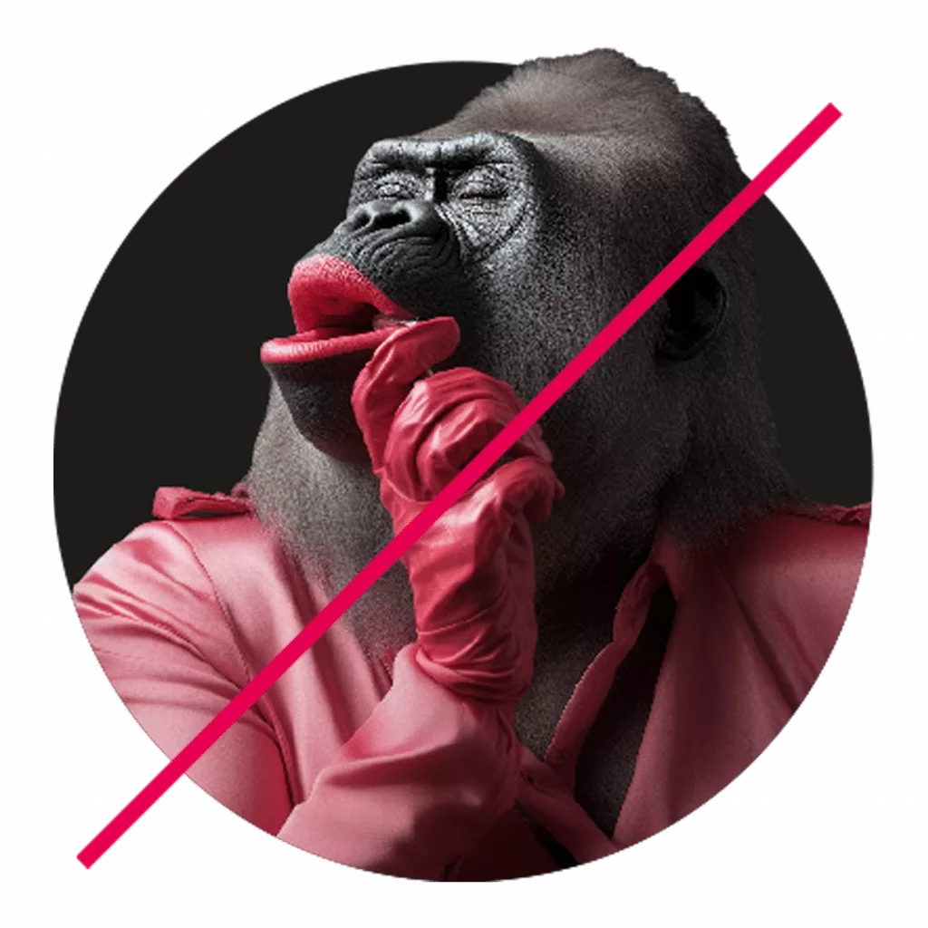 Gorilla mit Lippenstift
